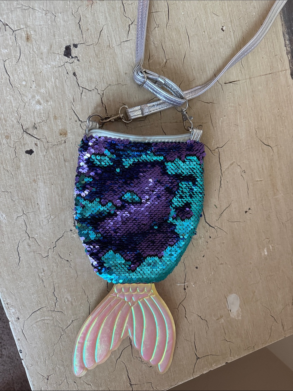 Sequin Mermaid Crossbody Bag - Purple & Teal